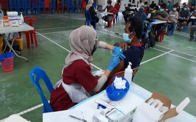 Program Vaksinasi Barisan Hadapan Industri Agromakanan (AIVAC), Jabatan Perikanan Malaysia di Dewan Chin Tai Kok Pantai Remis, Perak selama 2 hari iaitu pada 15 & 16 September 2021.